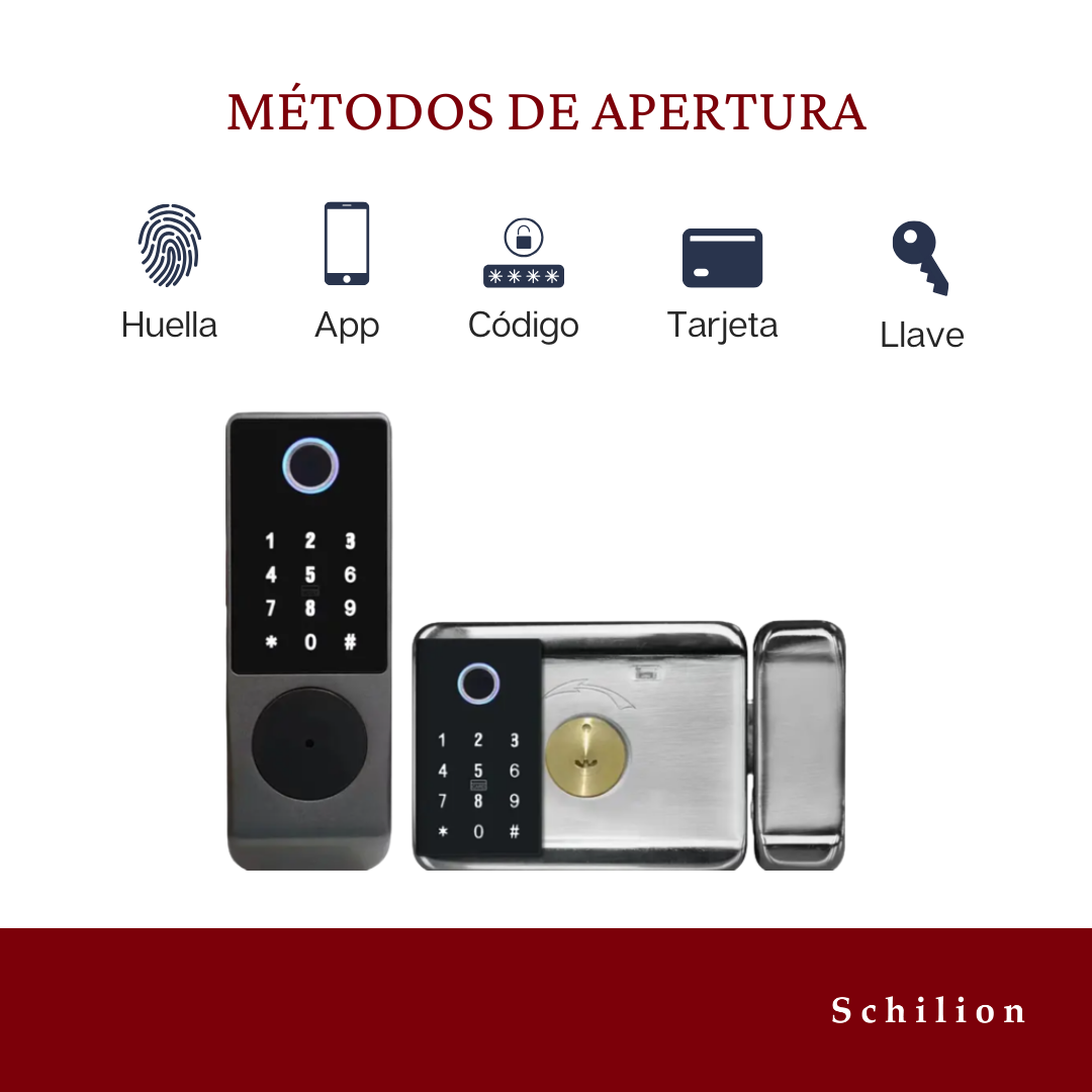 Cerradura para cocheras y rejas con huella digital y código