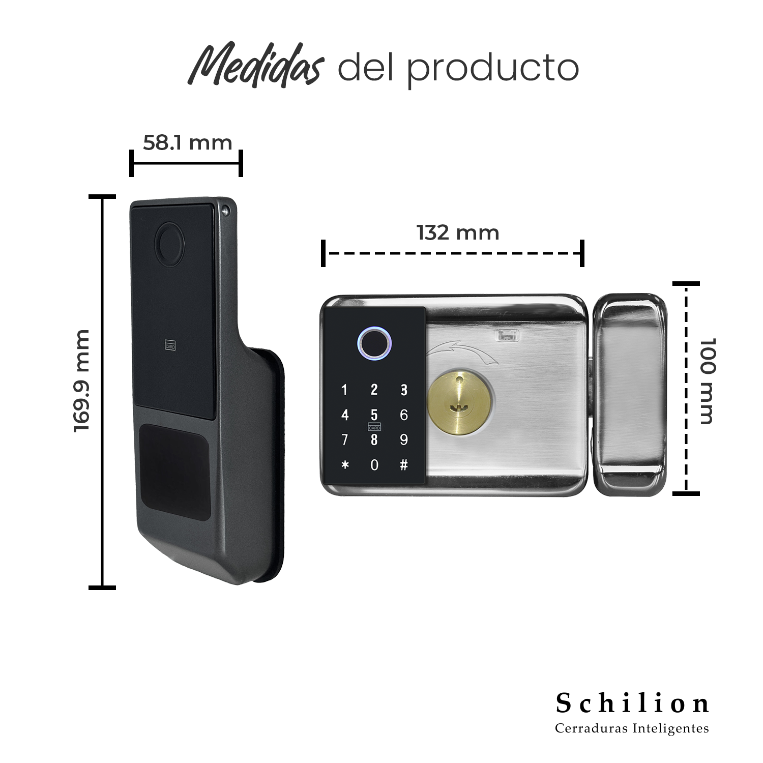 Cerradura para cocheras y rejas con huella digital y código