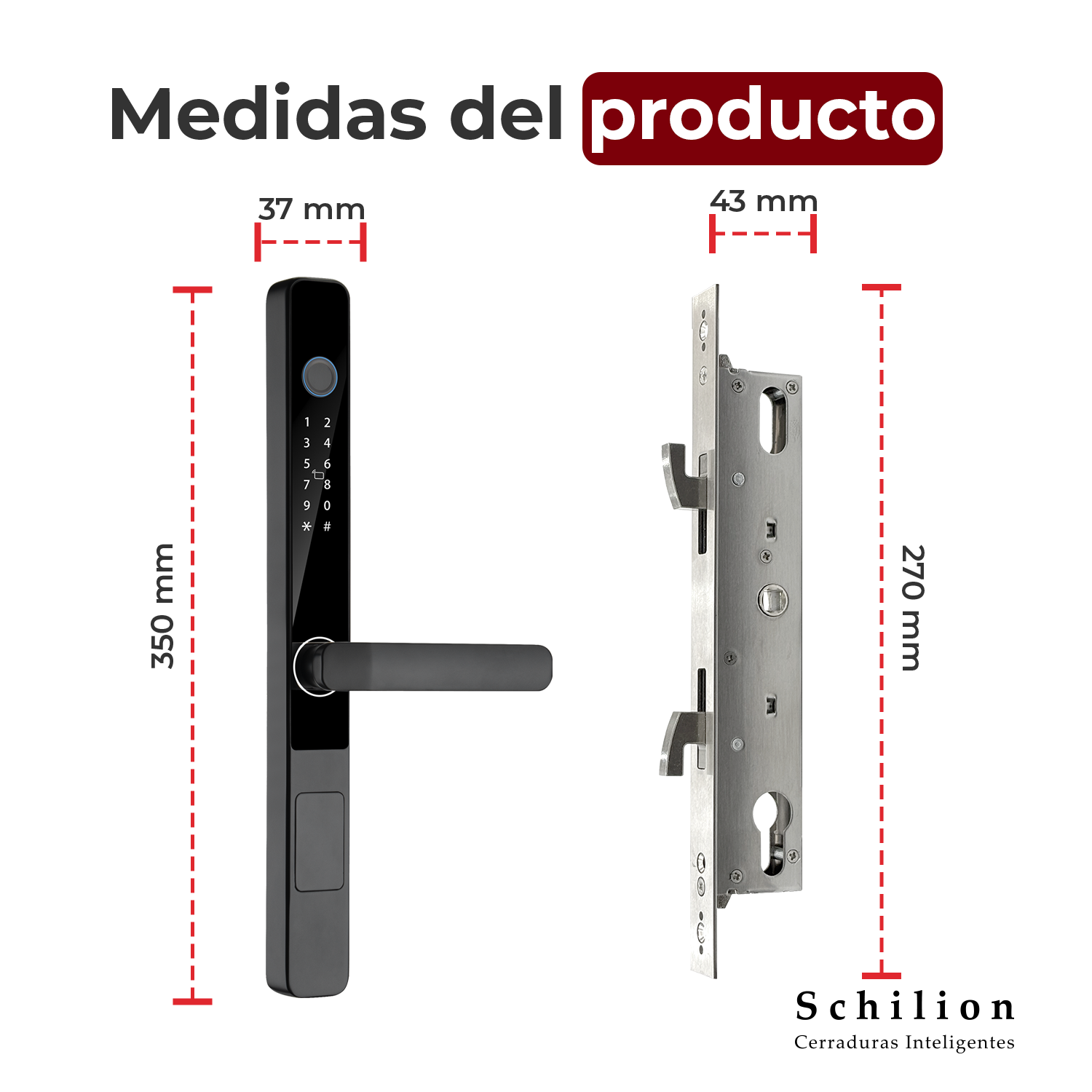 Cerradura Inteligente con Manija para Puertas Corredizas, Abre con Huella