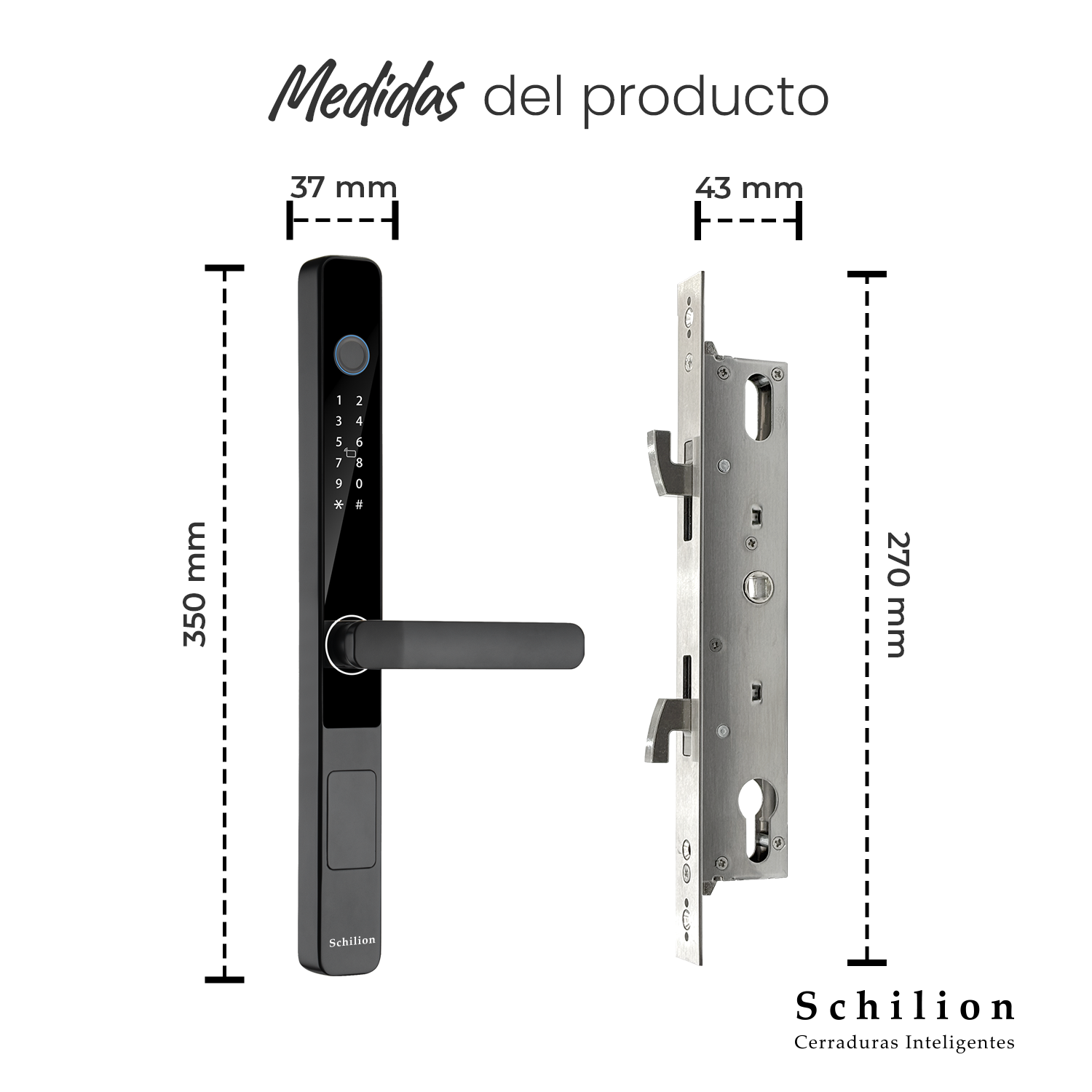 Cerradura Inteligente con Manija para Puertas Corredizas, Abre con Huella