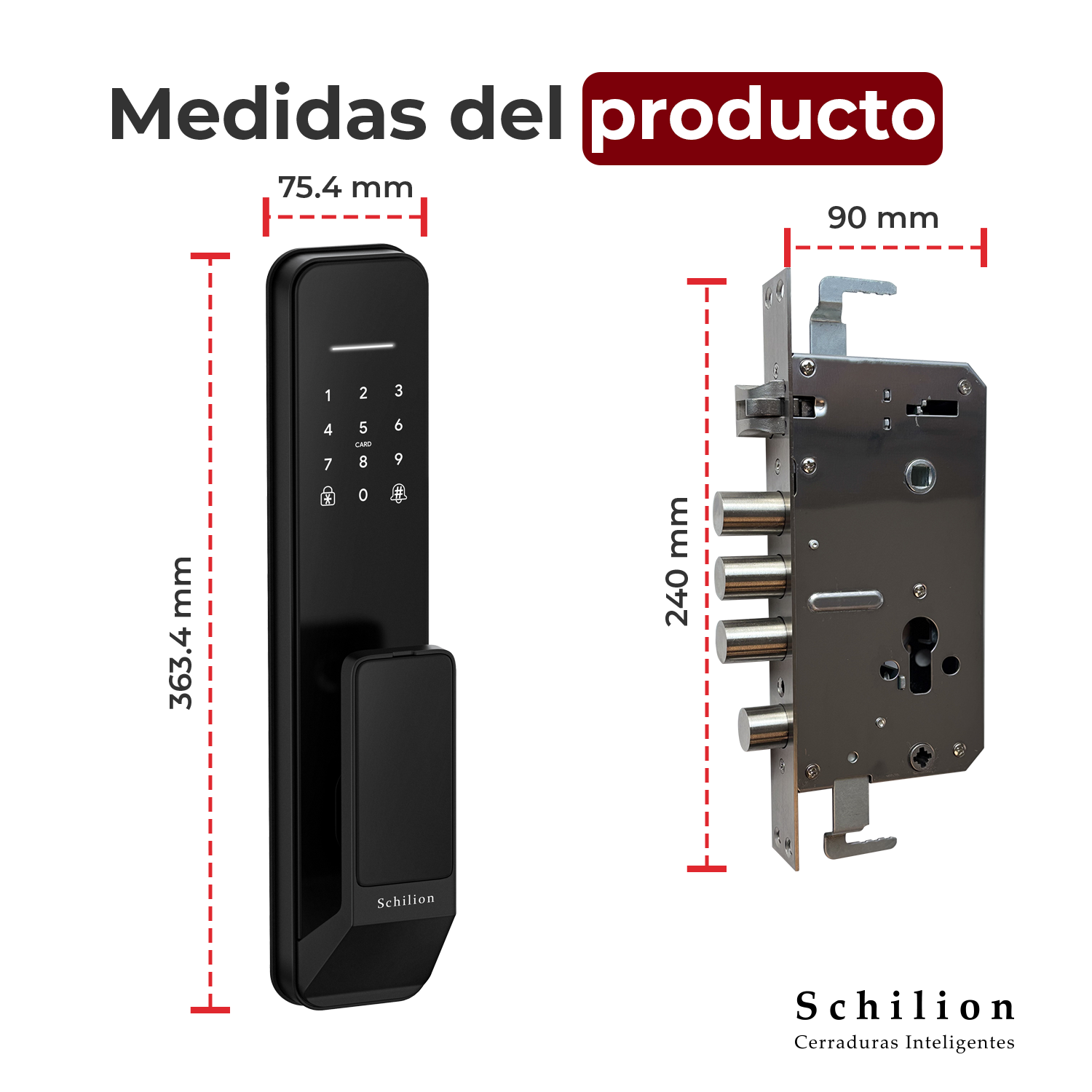 Puertas de Seguridad - Cerradura Inteligente sin manija, desbloquea con huella, código, app y tarjeta