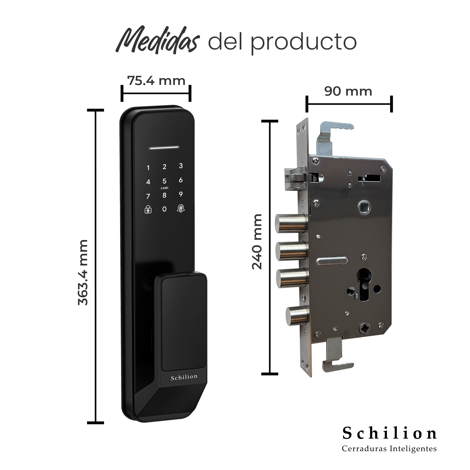 Puertas de Seguridad - Cerradura Inteligente sin manija, desbloquea con huella, código, app y tarjeta
