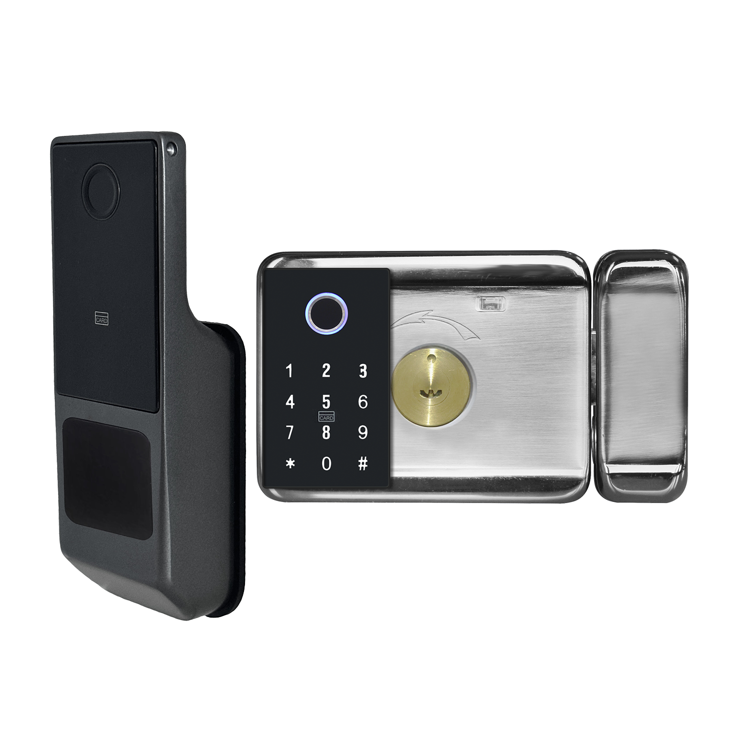 Cerradura para cocheras y rejas con huella digital y código