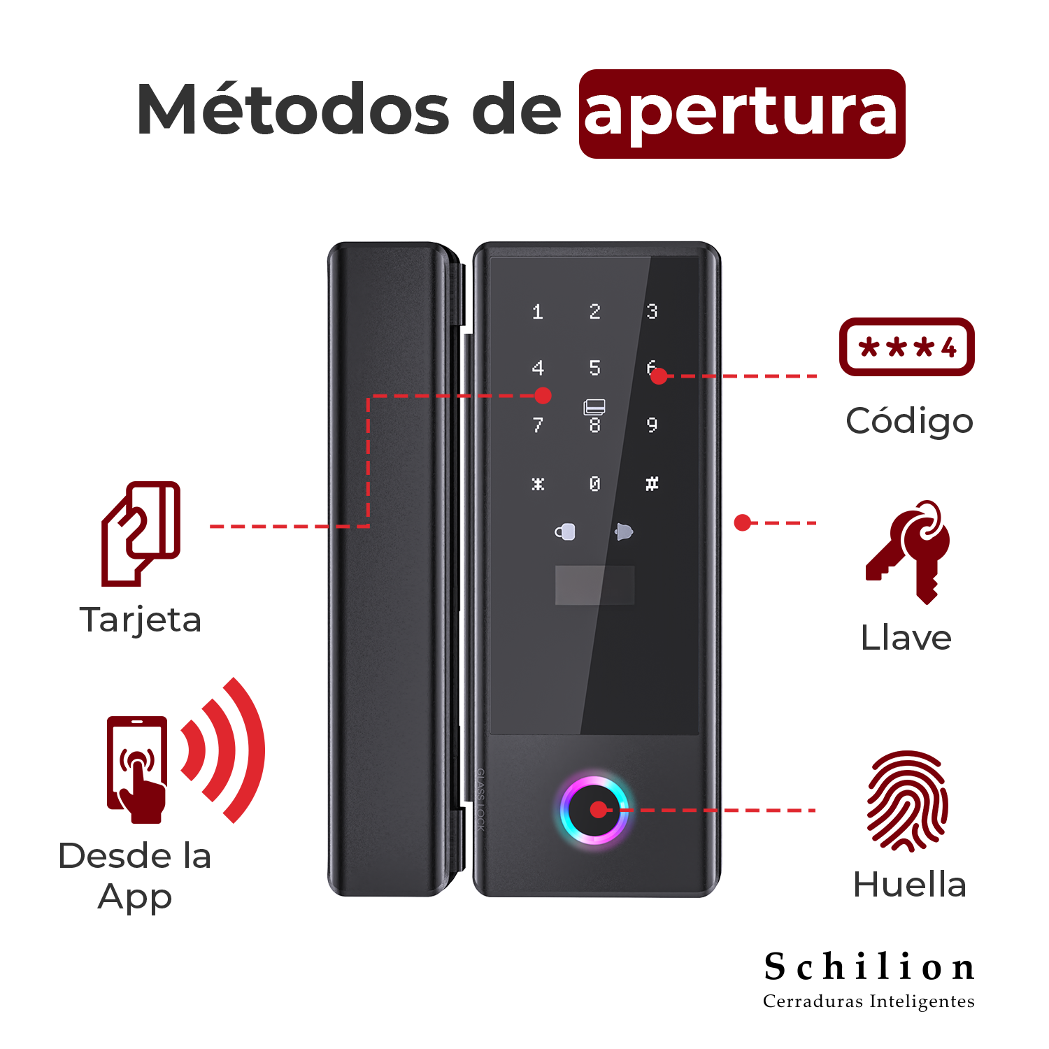 Cerradura Puerta de Vidrio-Vidrio