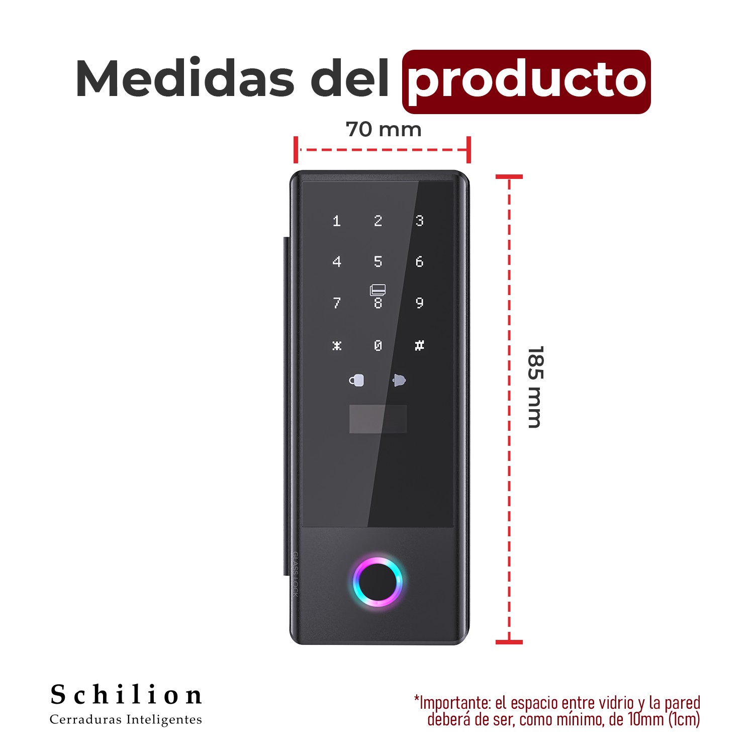 Cerradura Puerta de Vidrio-Pared